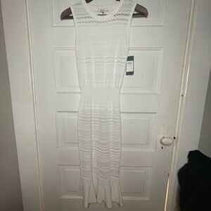 NWTs Guess Arielle Sweater Pick Styled Ruffled Hem White Dress Size Small